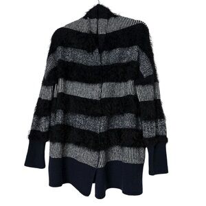 Seventy Designer Fuzzy Sweater Knit Black Wool Blend Size 44 M